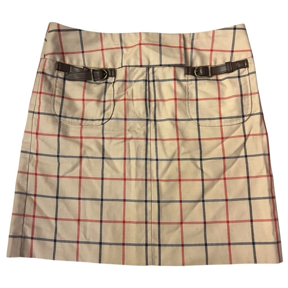 Plaid Skirt with Belt Accents